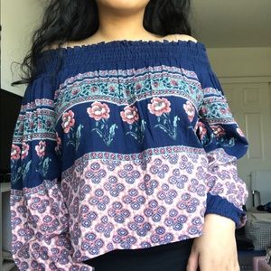 Off-the-Shoulder Long Sleeve Blouse from Hollister